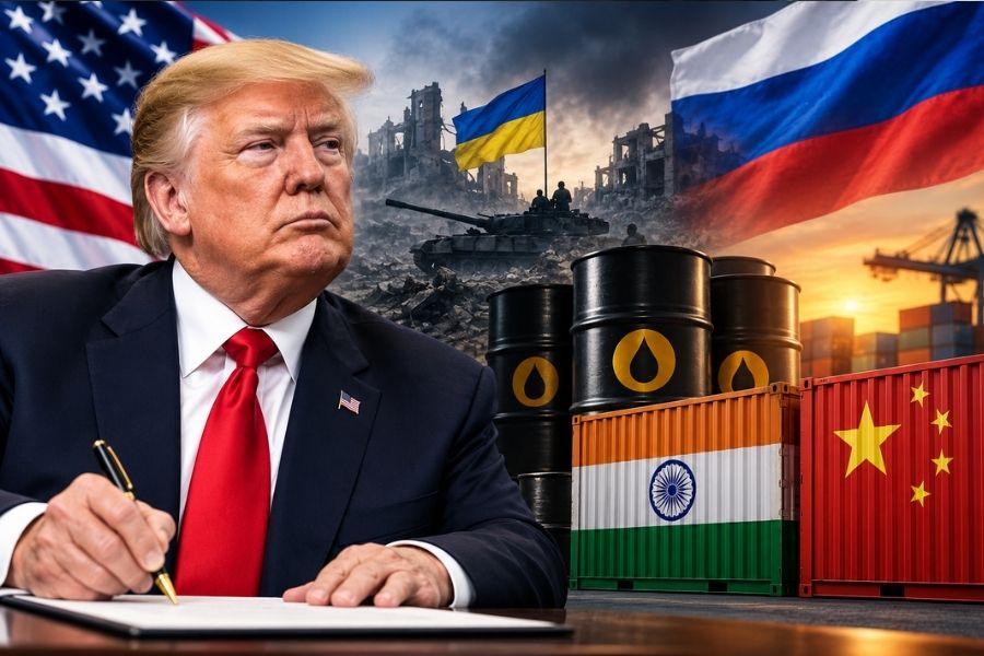 ट्रंप ने रूस प्रतिबंध कानून पर किए हस्ताक्षर, भारत-चीन पर 100% टैरिफ का रास्ता खुला